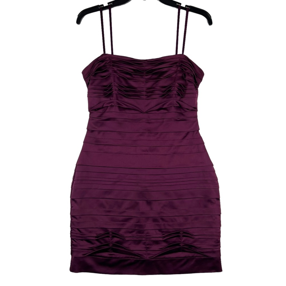 BCBGMaxAzria Pleated Mini Dress Strapless Womens Size 06 Purple